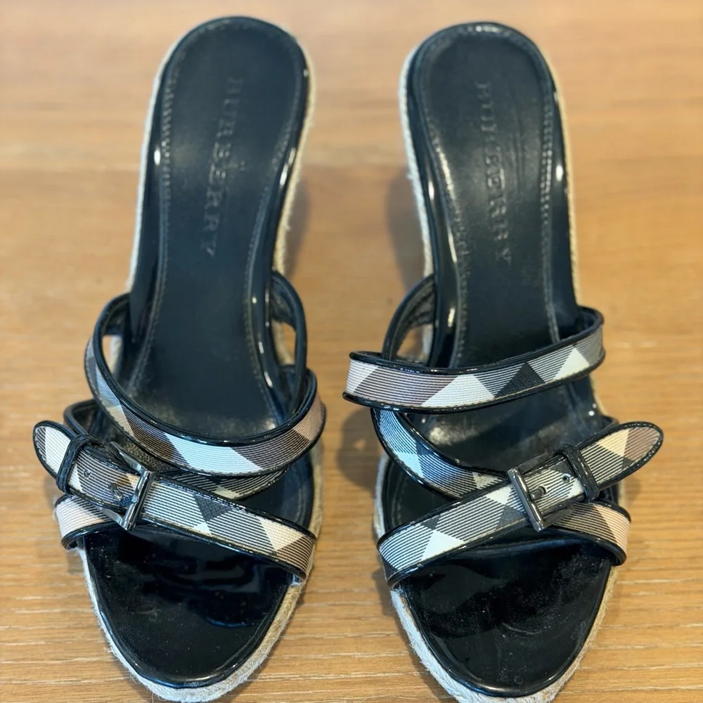 Burberry Nova Check Italian Made Espadrille Heels Womens Size 38 - Picture 2 of 6